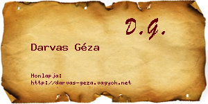 Darvas Géza névjegykártya